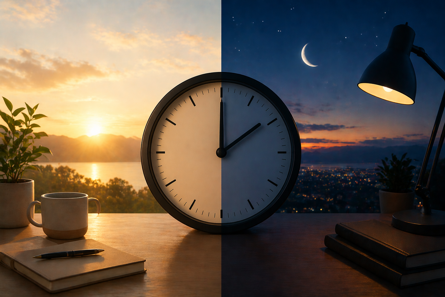 AM and PM split scene