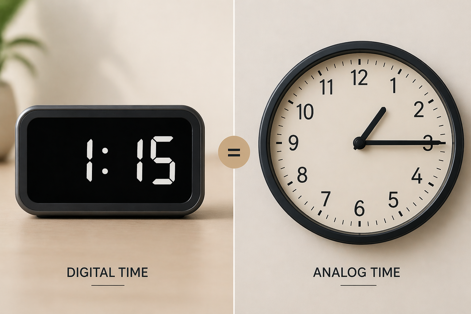 Digital and analog time comparison
